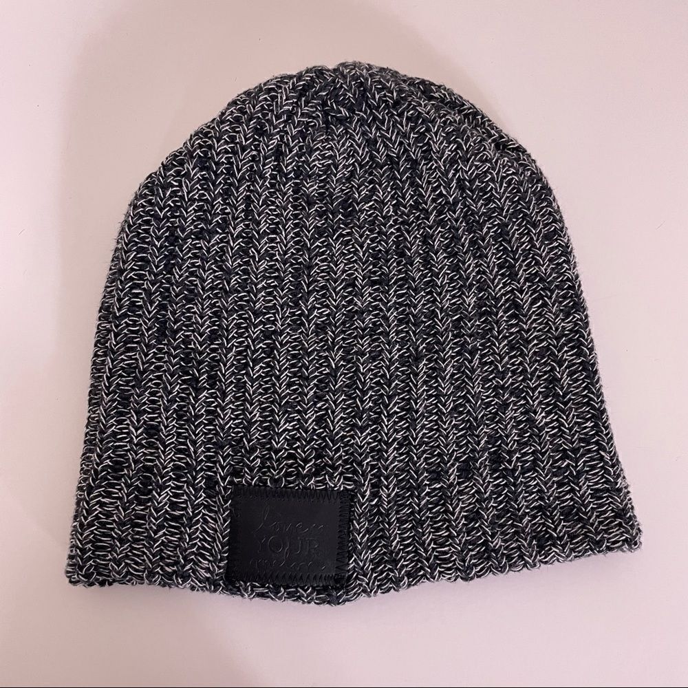 Love Your Melon Black & White Knit Winter Beanie Hat